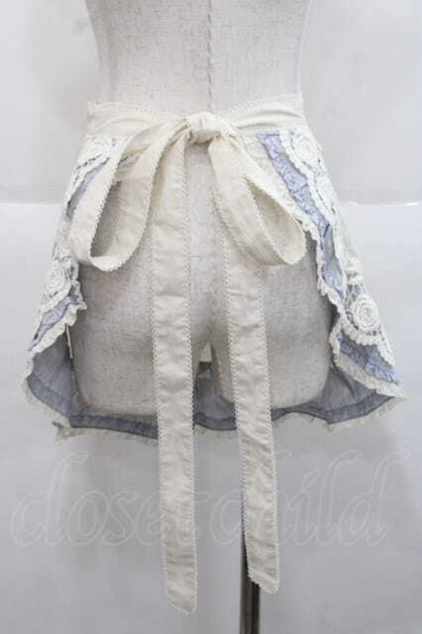 画像2: PINK HOUSE / ローズレース使いエプロン  アイボリー×ブルー I-25-11-27-076-LO-ZA-SA-ZI (2)