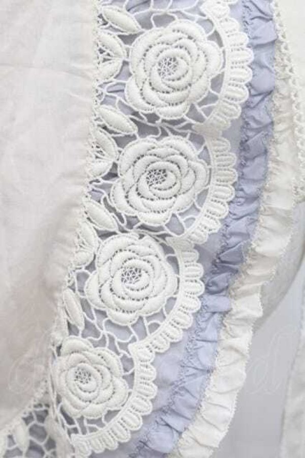 画像3: PINK HOUSE / ローズレース使いエプロン  アイボリー×ブルー I-25-11-27-076-LO-ZA-SA-ZI (3)