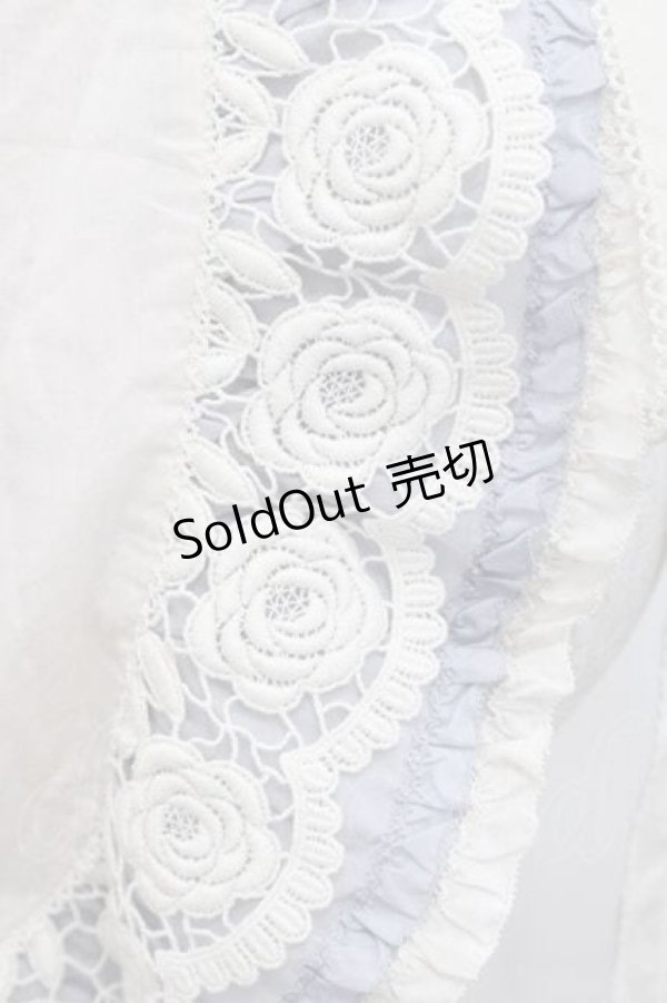 画像3: PINK HOUSE / ローズレース使いエプロン  アイボリー×ブルー I-25-11-27-076-LO-ZA-SA-ZI (3)