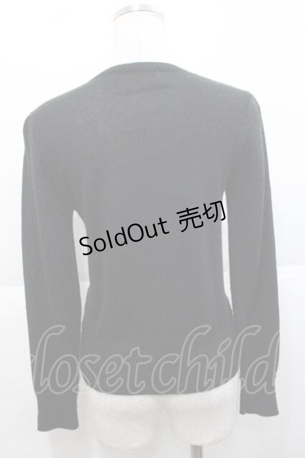 画像2: metamorphose / りんご刺繍ニットカーディガン  黒Ｘ白 I-25-11-27-012-ME-TO-SA-ZI (2)