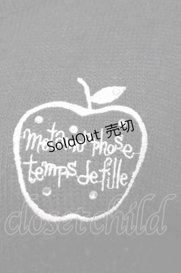 画像3: metamorphose / りんご刺繍ニットカーディガン  黒Ｘ白 I-25-11-27-012-ME-TO-SA-ZI (3)