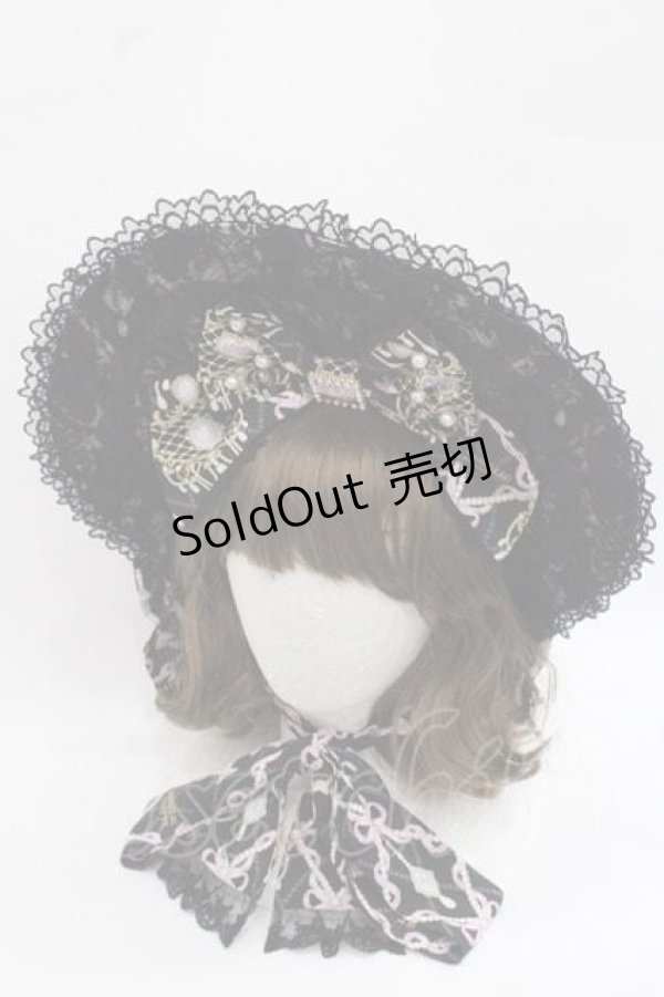 画像1: Angelic Pretty / Romantic Jewelryボンネット  黒 I-25-11-27-089-AP-AC-SA-ZI (1)