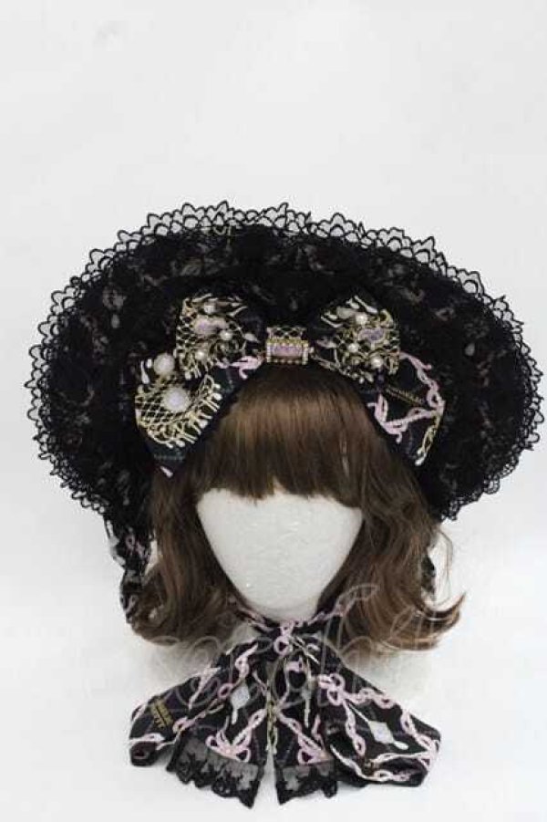 画像2: Angelic Pretty / Romantic Jewelryボンネット  黒 I-25-11-27-089-AP-AC-SA-ZI (2)