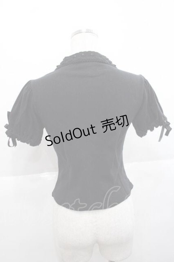 画像2: metamorphose / はしごレース襟半袖カットカーディガン  黒 I-25-11-27-013-ME-TO-SA-ZI (2)