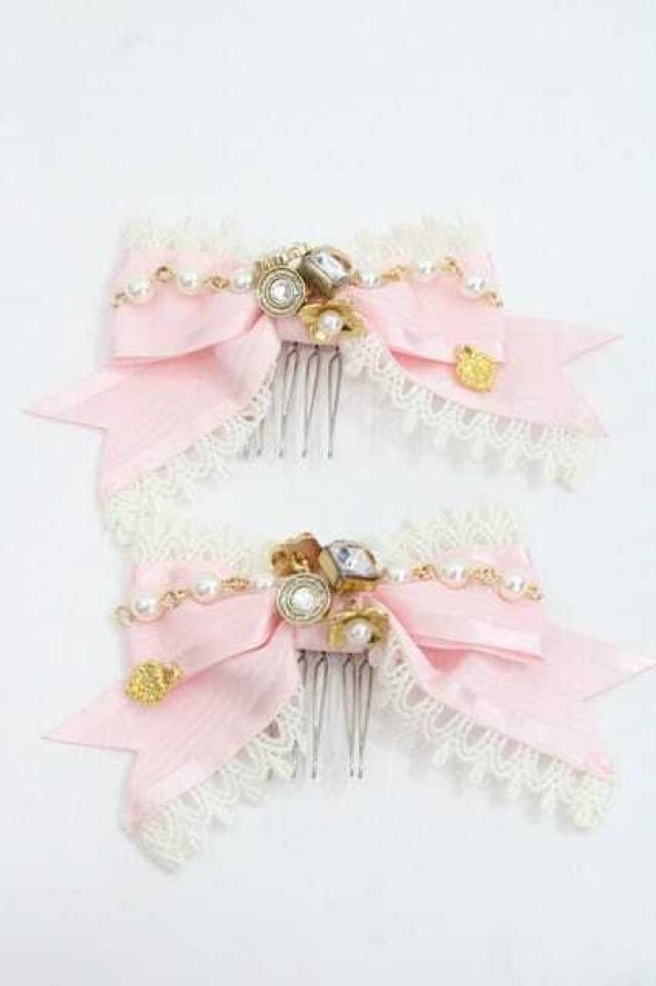 画像1: BABY,THE STARS SHINE BRIGHT / Lady Victorian Jewelryリボンコーム  ピンク I-25-11-27-093-BA-AC-SA-ZI (1)
