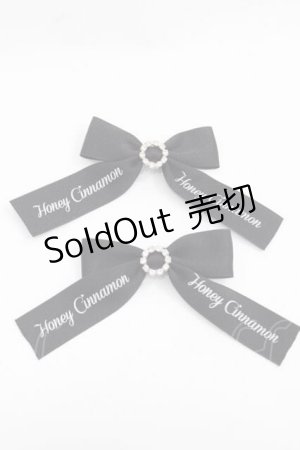 画像: Honey Cinnamon / ロゴリボンクリップセット  黒Ｘ白 I-25-11-27-094-LO-AC-SA-ZI