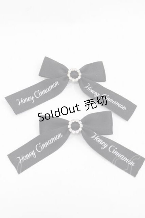 画像1: Honey Cinnamon / ロゴリボンクリップセット  黒Ｘ白 I-25-11-27-094-LO-AC-SA-ZI (1)