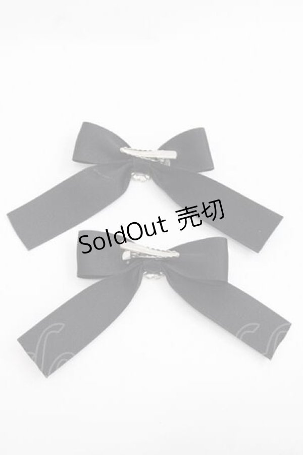 画像2: Honey Cinnamon / ロゴリボンクリップセット  黒Ｘ白 I-25-11-27-094-LO-AC-SA-ZI (2)