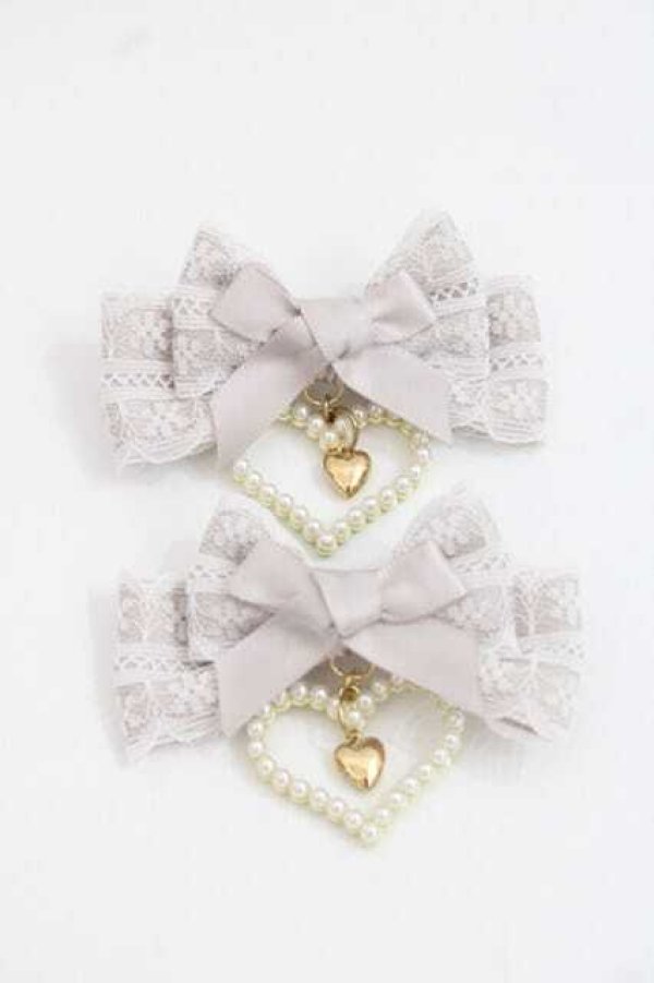 画像1: LIZ LISA / リボンハートクリップセット  ピンクＸ白 I-25-11-27-095-LO-AC-SA-ZI (1)