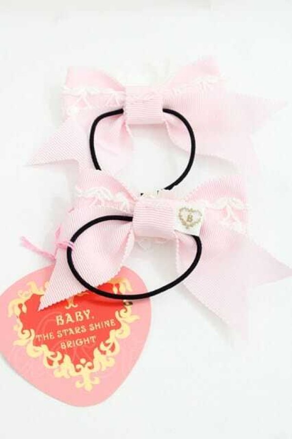 画像2: BABY,THE STARS SHINE BRIGHT / チェリーマーガレットリボンゴム  ピンク I-25-11-27-100-BA-AC-SA-ZI (2)
