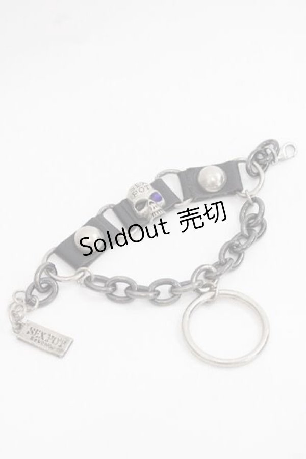 画像1: SEX POT ReVeNGe / スカルチェーンブレスレット  シルバーｘ黒 I-25-11-27-104-SP-AC-SA-ZI (1)