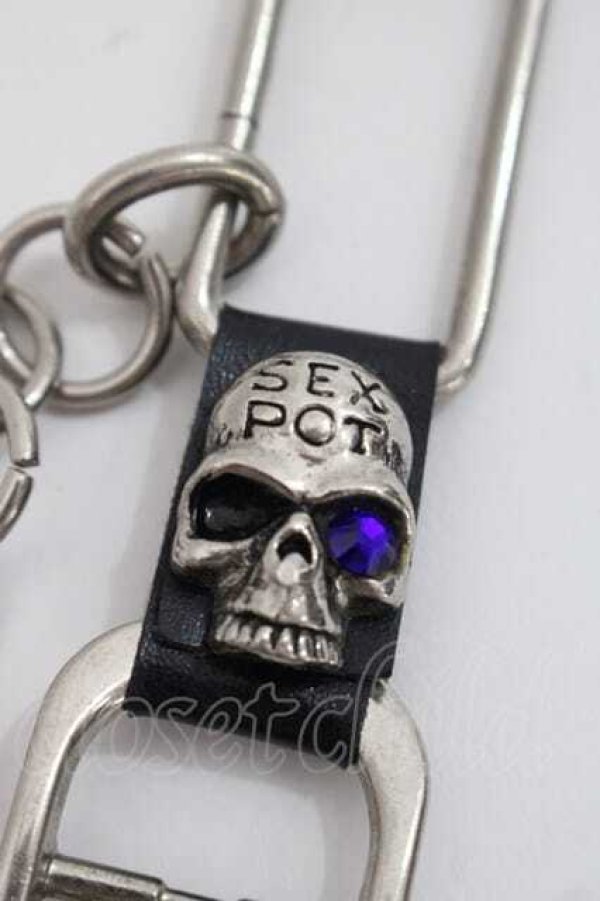 画像2: SEX POT ReVeNGe / スカルチェーンブレスレット  シルバーｘ黒 I-25-11-27-105-SP-AC-SA-ZI (2)