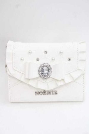 画像: NOEMIE / ビジューリボンモノグラムウォレット  オフホワイト I-25-11-27-106-LO-TS-SA-ZI