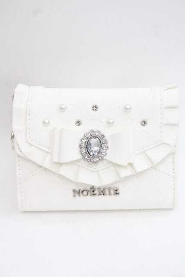 画像1: NOEMIE / ビジューリボンモノグラムウォレット  オフホワイト I-25-11-27-106-LO-TS-SA-ZI (1)