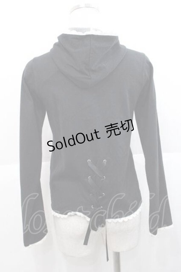 画像2: metamorphose / チュールフードスワン刺繍カーディガン  黒Ｘ白 I-25-11-27-014-ME-TO-SA-ZI (2)