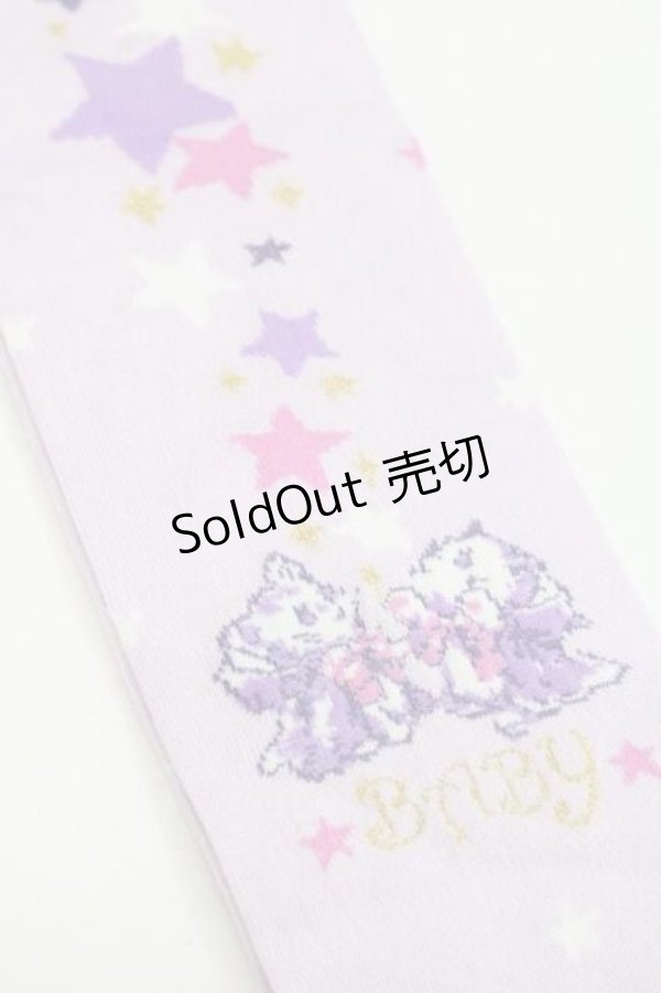 画像3: BABY,THE STARS SHINE BRIGHT / 星屑Fantasia 双子の星ネコちゃんのホロスコープ 柄オーバーニーソックス  ラベンダー I-25-11-27-107-BA-ZA-SA-ZI (3)