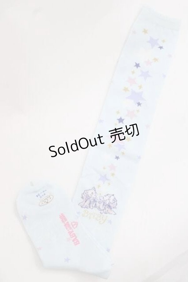 画像2: BABY,THE STARS SHINE BRIGHT / 星屑Fantasia 双子の星ネコちゃんのホロスコープ 柄オーバーニーソックス  サックス I-25-11-27-109-BA-ZA-SA-ZI (2)