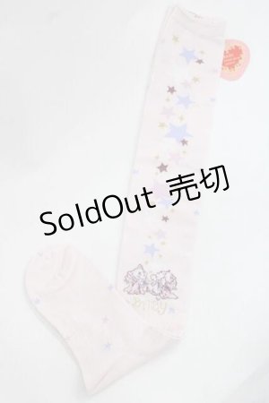 画像: BABY,THE STARS SHINE BRIGHT / 星屑Fantasia 双子の星ネコちゃんのホロスコープ 柄オーバーニーソックス  ピンク I-25-11-27-110-BA-ZA-SA-ZI