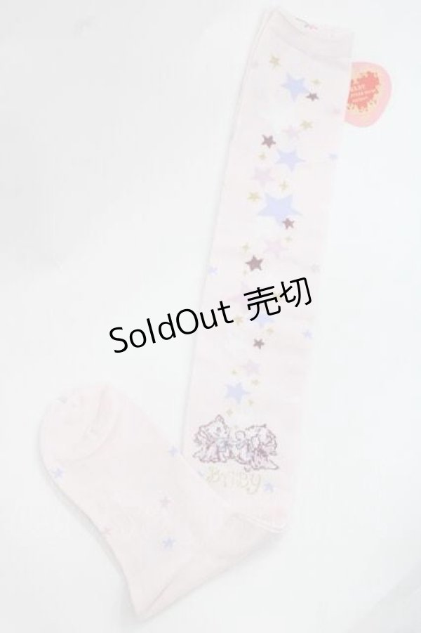 画像1: BABY,THE STARS SHINE BRIGHT / 星屑Fantasia 双子の星ネコちゃんのホロスコープ 柄オーバーニーソックス  ピンク I-25-11-27-110-BA-ZA-SA-ZI (1)