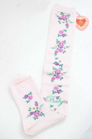 画像: BABY,THE STARS SHINE BRIGHT / Garden Flower柄オーバーニーソックス  ピンク I-25-11-27-114-BA-ZA-SA-ZI