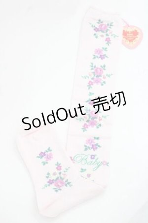 画像: BABY,THE STARS SHINE BRIGHT / Garden Flower柄オーバーニーソックス  ピンク I-25-11-27-114-BA-ZA-SA-ZI