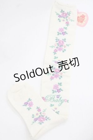 画像: BABY,THE STARS SHINE BRIGHT / Garden Flower柄オーバーニーソックス  アイボリー I-25-11-27-115-BA-ZA-SA-ZI
