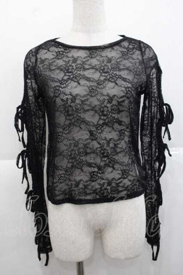 画像1: LOLITAその他(お買取対象外) / サイドリボンレースプルオーバー  ブラック I-25-11-27-015-LO-TO-SA-ZI (1)