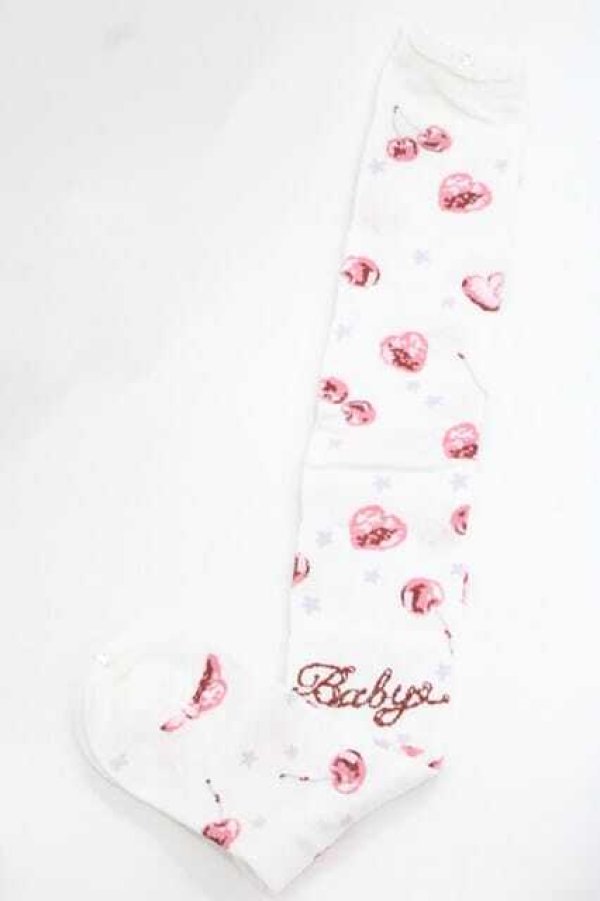 画像1: BABY,THE STARS SHINE BRIGHT / KiraKira Parfait柄オーバーニーソックス  白 I-25-11-27-119-BA-ZA-SA-ZI (1)
