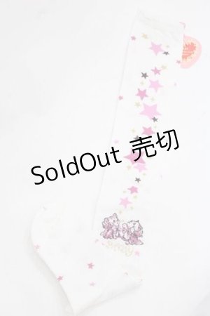 画像: BABY,THE STARS SHINE BRIGHT / 星屑Fantasia 双子の星ネコちゃんのホロスコープ 柄オーバーニーソックス  白 I-25-11-27-120-BA-ZA-SA-ZI