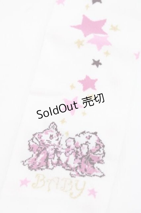 画像3: BABY,THE STARS SHINE BRIGHT / 星屑Fantasia 双子の星ネコちゃんのホロスコープ 柄オーバーニーソックス  白 I-25-11-27-120-BA-ZA-SA-ZI (3)