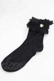 画像1: m petit by misako / プチバラ付きクルーソックス  黒 I-25-11-27-121-LO-ZA-SA-ZI (1)