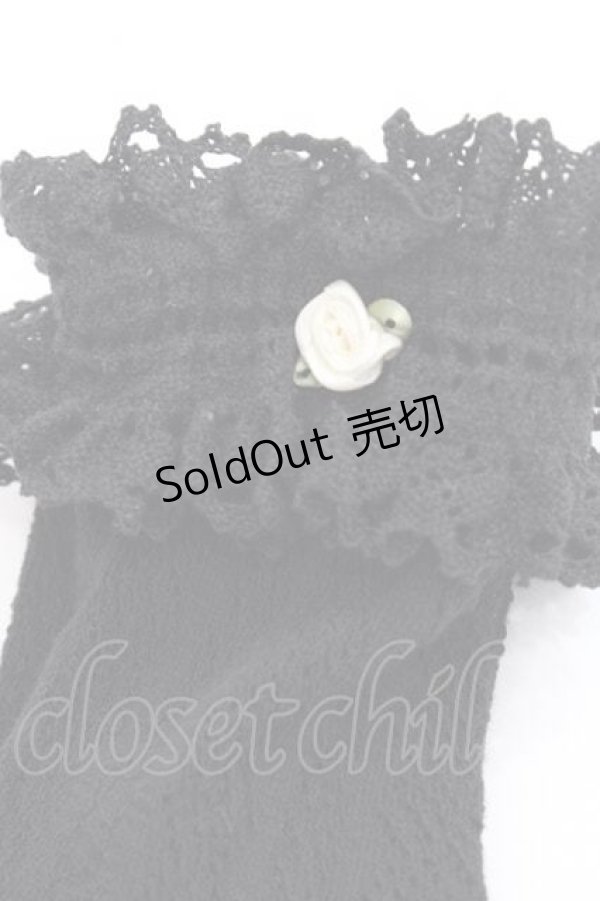 画像3: m petit by misako / プチバラ付きクルーソックス  黒 I-25-11-27-121-LO-ZA-SA-ZI (3)