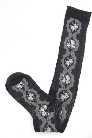 画像: m petit by misako / ローズオーバーニー  黒 I-25-11-27-124-LO-ZA-SA-ZI