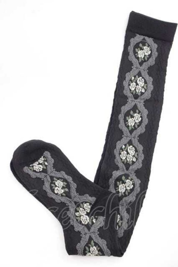 画像1: m petit by misako / ローズオーバーニー  黒 I-25-11-27-124-LO-ZA-SA-ZI (1)