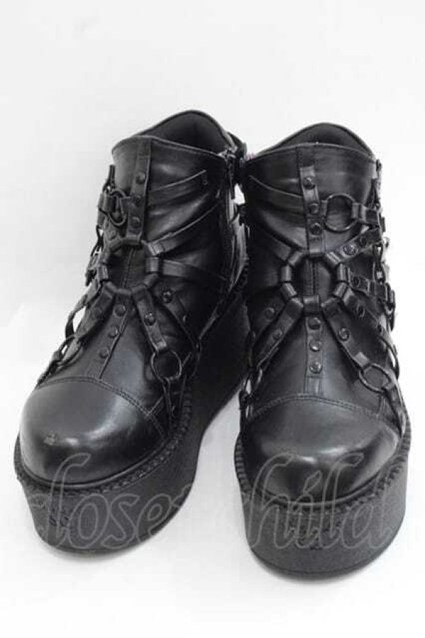 画像1: YOSUKE / ハーネスデザインブーツ L 黒 I-25-11-27-125-PU-SH-SA-ZI (1)