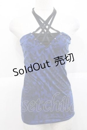 画像: SEX POT ReVeNGe / レオパード柄クロスベアトップス  青Ｘ黒 I-25-11-27-017-SP-TO-SA-ZI