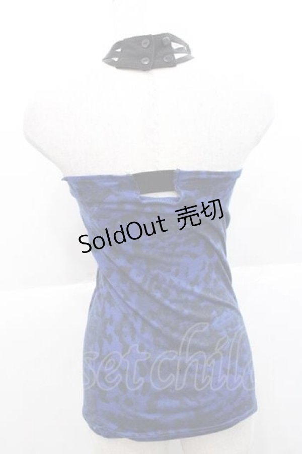 画像2: SEX POT ReVeNGe / レオパード柄クロスベアトップス  青Ｘ黒 I-25-11-27-017-SP-TO-SA-ZI (2)