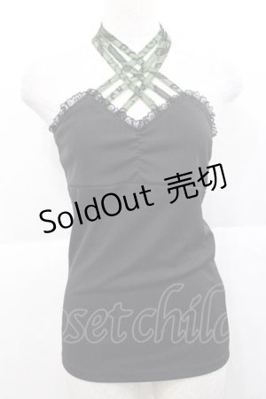 画像: Qutie Frash / クロスキャミ  黒Ｘ緑 I-25-11-27-018-QU-TS-SA-ZI