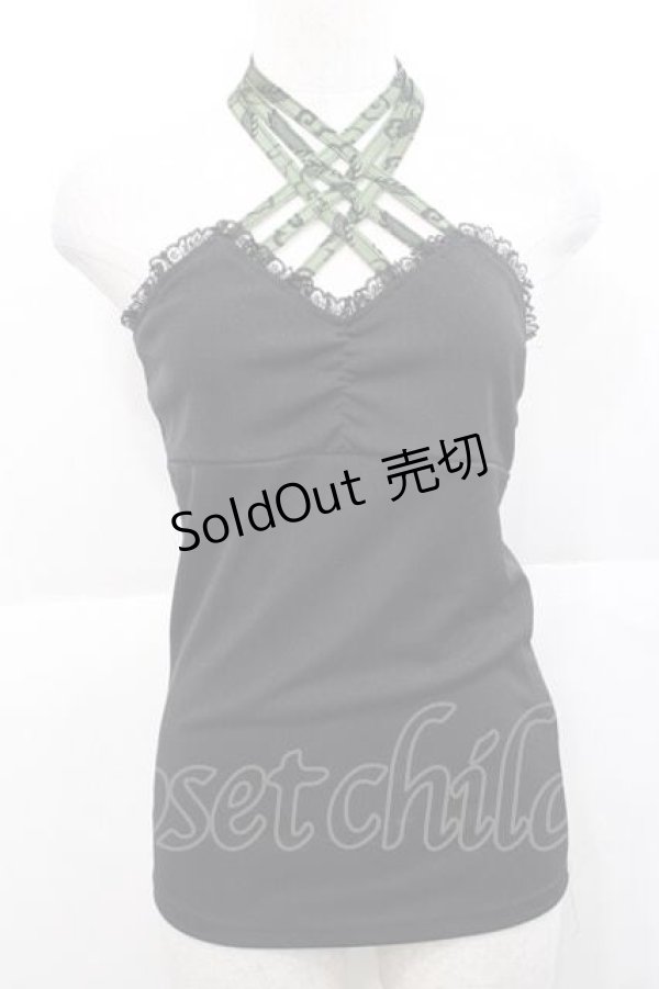 画像1: Qutie Frash / クロスキャミ  黒Ｘ緑 I-25-11-27-018-QU-TS-SA-ZI (1)