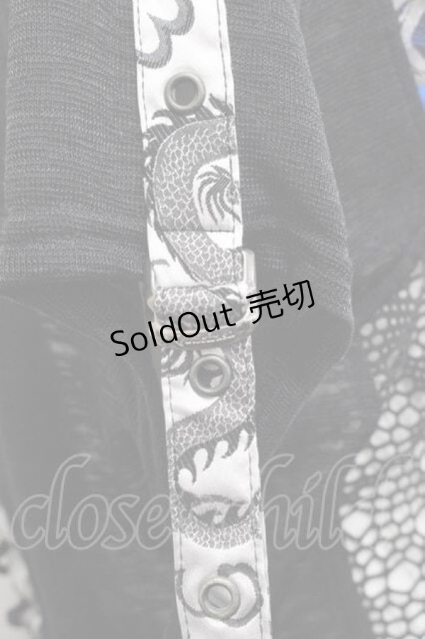 画像5: Qutie Frash / メッシュ切り替え着物袖カーディガン  黒Ｘ青 I-25-11-27-019-QU-BL-SA-ZI (5)