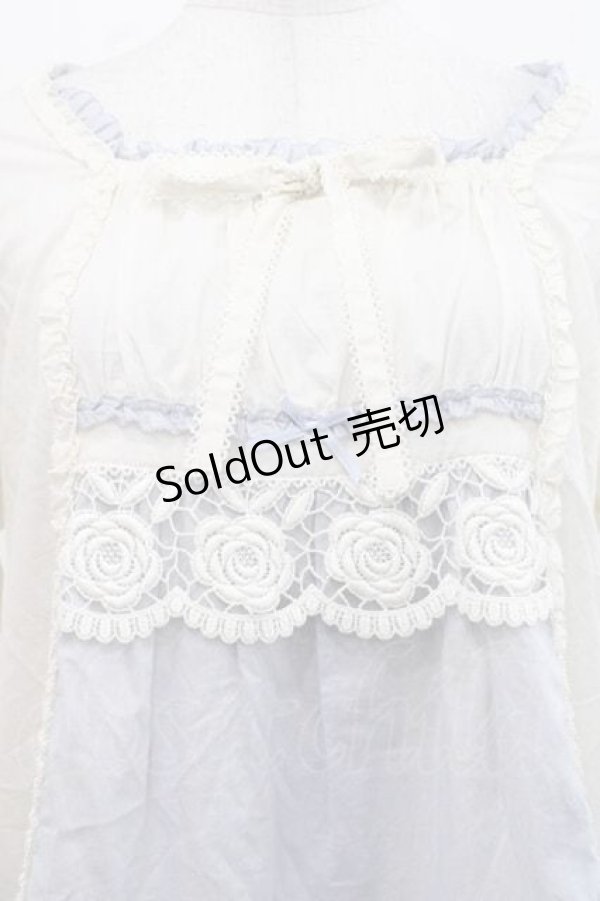 画像4: PINK HOUSE / ローズレース使いブラウス  アイボリーＸブルー I-25-11-27-021-LO-BL-SA-ZI (4)