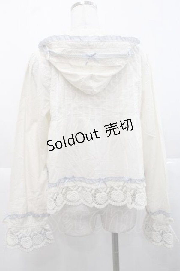 画像2: PINK HOUSE / 配色フリル使いフードブラウス  アイボリーＸブルー I-25-11-27-022-LO-BL-SA-ZI (2)