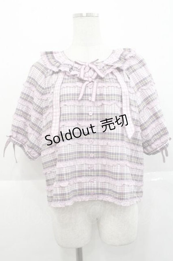 画像1: PINK HOUSE / オリジナルチェック半袖ブラウス  ピンクチェック I-25-11-27-023-LO-BL-SA-ZT1227K (1)