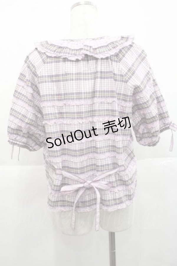 画像2: PINK HOUSE / オリジナルチェック半袖ブラウス  ピンクチェック I-25-11-27-023-LO-BL-SA-ZT1227K (2)