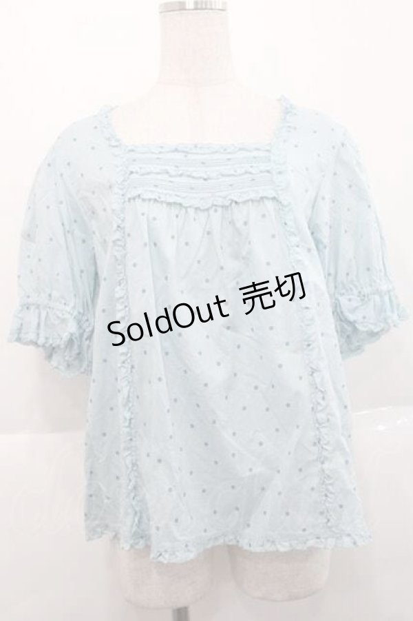 画像1: PINK HOUSE / ドット柄半袖ブラウス  サックス I-25-11-27-024-LO-BL-SA-ZI (1)