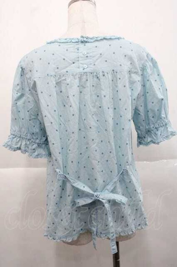 画像2: PINK HOUSE / ドット柄半袖ブラウス  サックス I-25-11-27-024-LO-BL-SA-ZI (2)