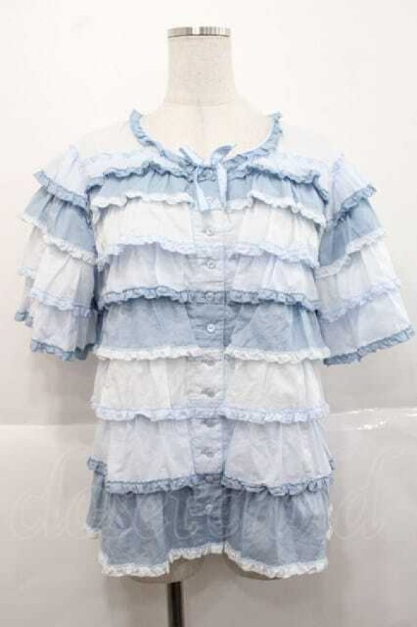 画像1: PINK HOUSE / ローンフリルブラウス  サックス I-25-11-27-025-LO-BL-SA-ZI (1)