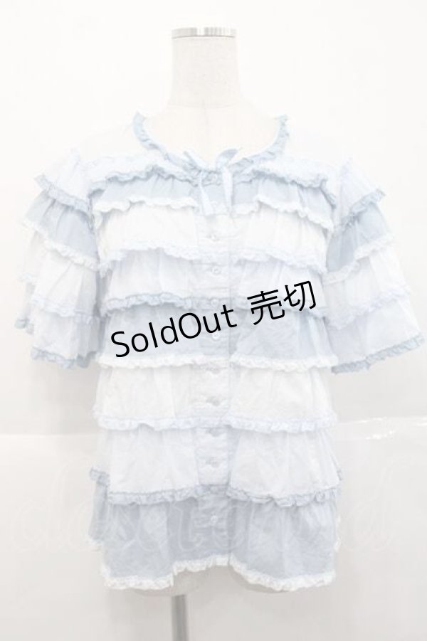 画像1: PINK HOUSE / ローンフリルブラウス  サックス I-25-11-27-025-LO-BL-SA-ZT224 (1)