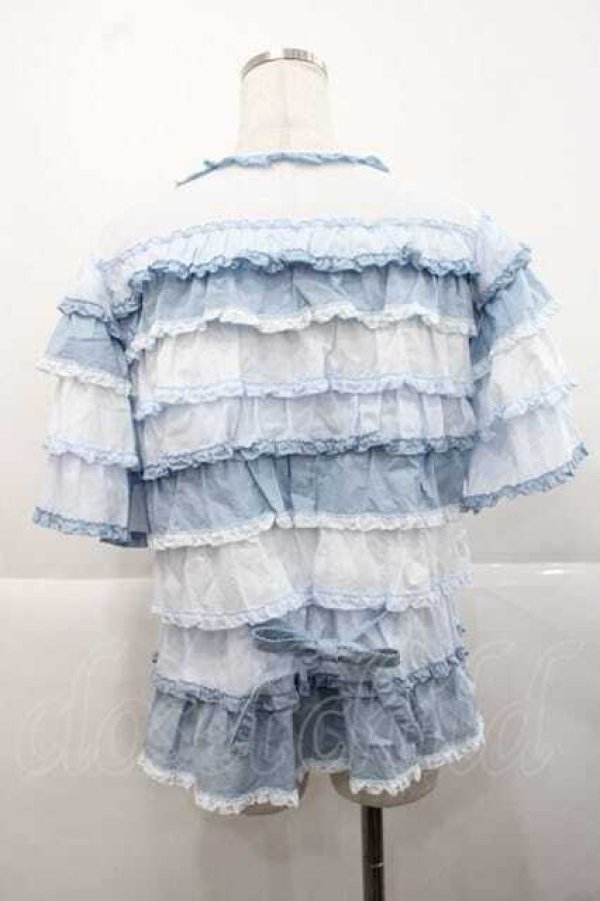 画像2: PINK HOUSE / ローンフリルブラウス  サックス I-25-11-27-025-LO-BL-SA-ZI (2)