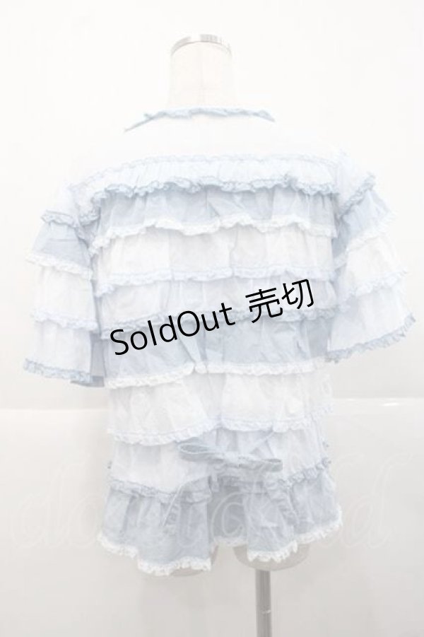 画像2: PINK HOUSE / ローンフリルブラウス  サックス I-25-11-27-025-LO-BL-SA-ZT224 (2)